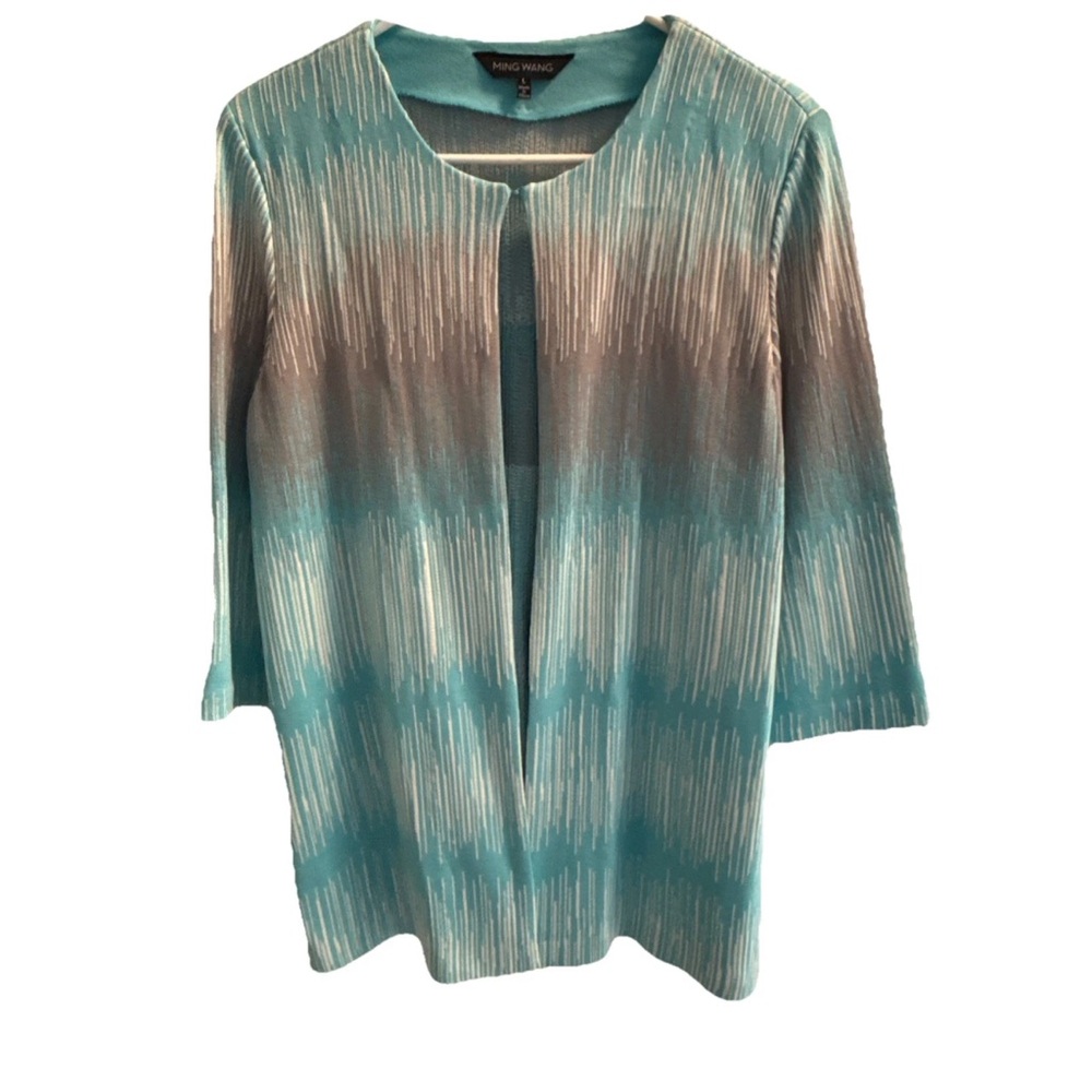 Ming Wang Turquoise and Gray Women's Blouse